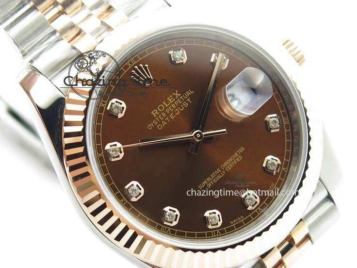 MiroTime 0313 Vibrant DateJust 41mm 126303 Noob 1:1 Best Edition RG Wrapped Brown Diam Dial Fluted Bezel On Jubilee Bracelet A 3781
